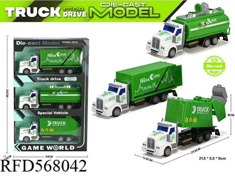 LONG HEAD ALLOY PULL BACK SANITATION TRUCK [3 SETS]
