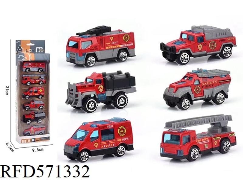 6PCS SLIDING ALLOY FIRE TRUCK