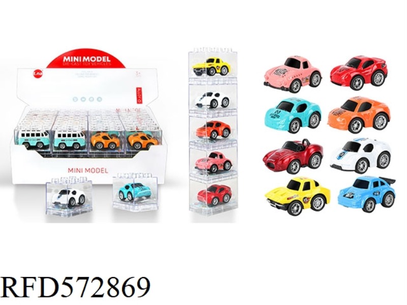 Q EDITION WOOD BOX ALLOY PULL-BACK CAR 32PCS
