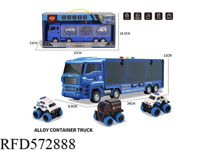 ACOUSTOOPTIC TAXI POLICE CONTAINER TRUCK WITH 3 ALLOY BUGGIES