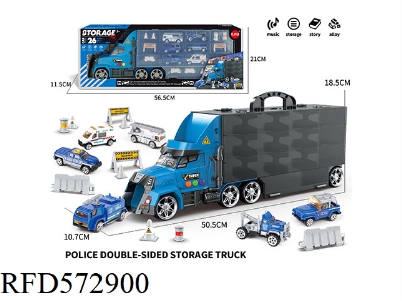 ACOUSTO-OPTIC CONTAINER TRUCK WITH POLICE ALLOY CAR + ROAD SIGNS