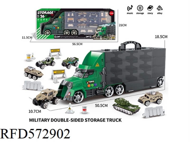 ACOUSTO-OPTIC CONTAINER TRUCK WITH MILITARY ALLOY CAR + ROAD SIGNS