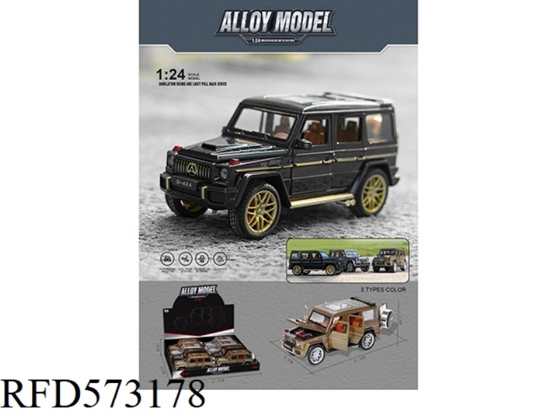 1:24 ALLOY PULL-BACK CAR MODEL MERCEDES-BENZ G WITH LIGHTING AND MUSIC 8PCS
