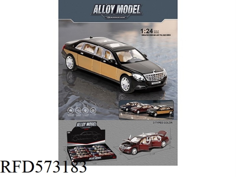 1:24 ALLOY CAR MODEL MAIBAKH WITH LIGHTING MUSIC 8PCS