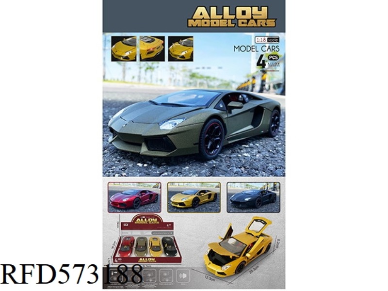 1:18 ALLOY PULL-BACK CAR MODEL LAMBORGHINI WITH LIGHTING MUSIC 4PCS