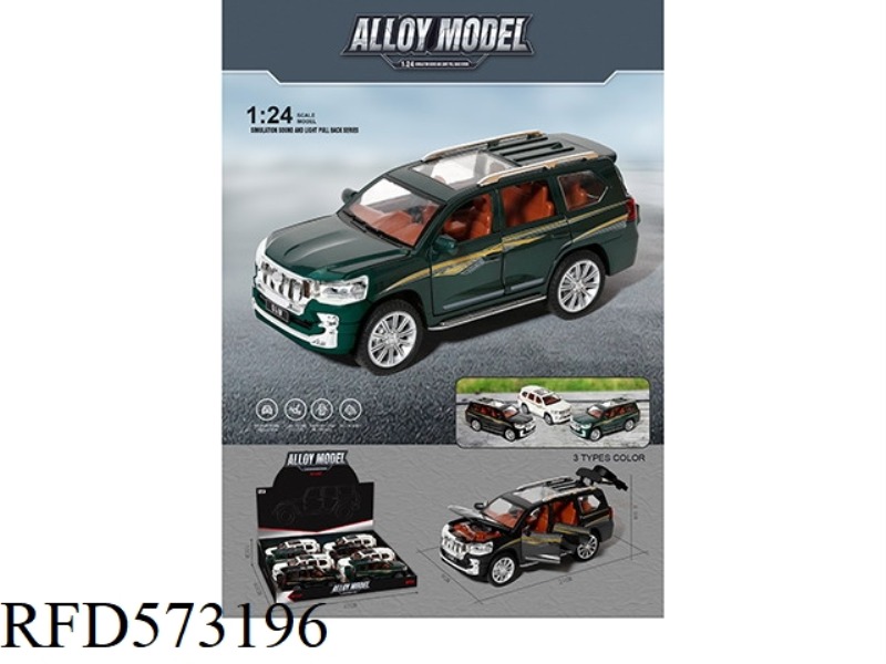 1:24 ALLOY PULL-BACK CAR MODEL PRADO WITH LIGHTING MUSIC 8PCS