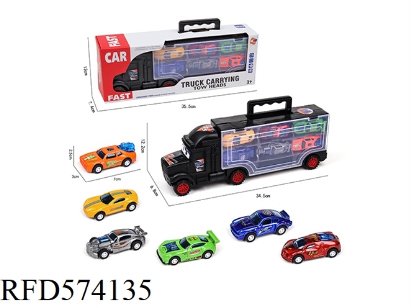 CONTAINER SLIDING TRACTOR WITH 6 AUTODROME SPORTS CARS