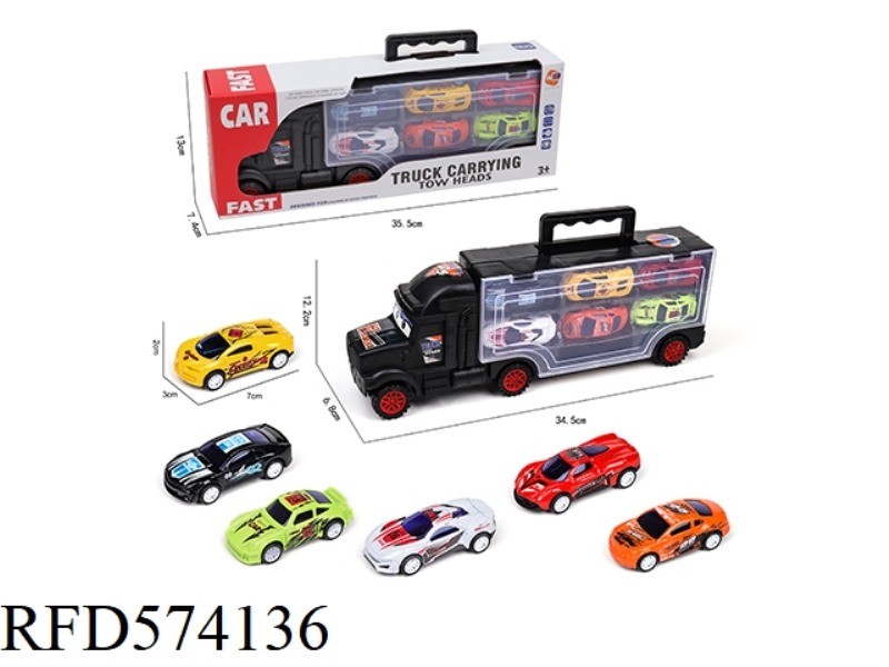 CONTAINER SLIDING TRACTOR WITH 6 AUTODROME SPORTS CARS