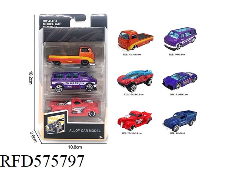 1:64 ALLOY CAR 6 MODELS 3 BOXES