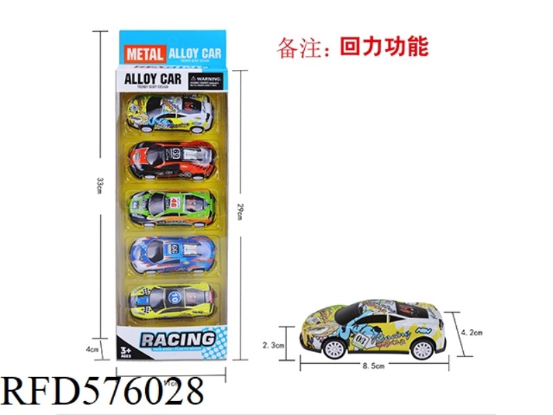 PULL-BACK LIGHT ALLOY/METAL CAR (5 BOXES)