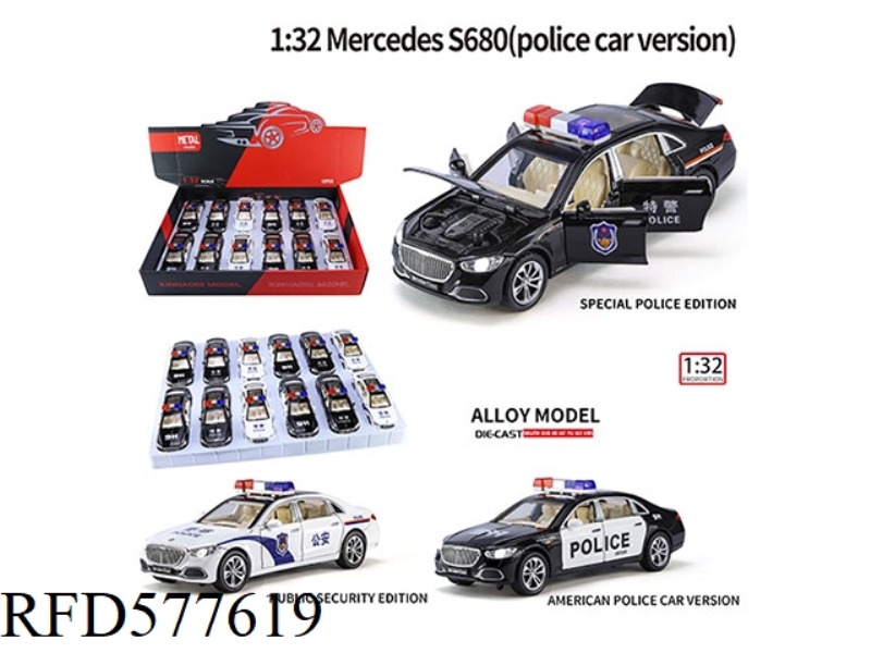 1:32 MERCEDES S680 (POLICE CAR VERSION) 12 PCS/DISPLAY BOX