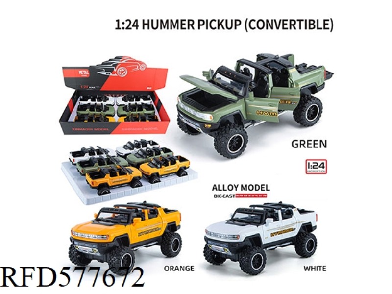 1:24 HUMMER PICKUP (CONVERTIBLE) 6 PCS/DISPLAY BOX