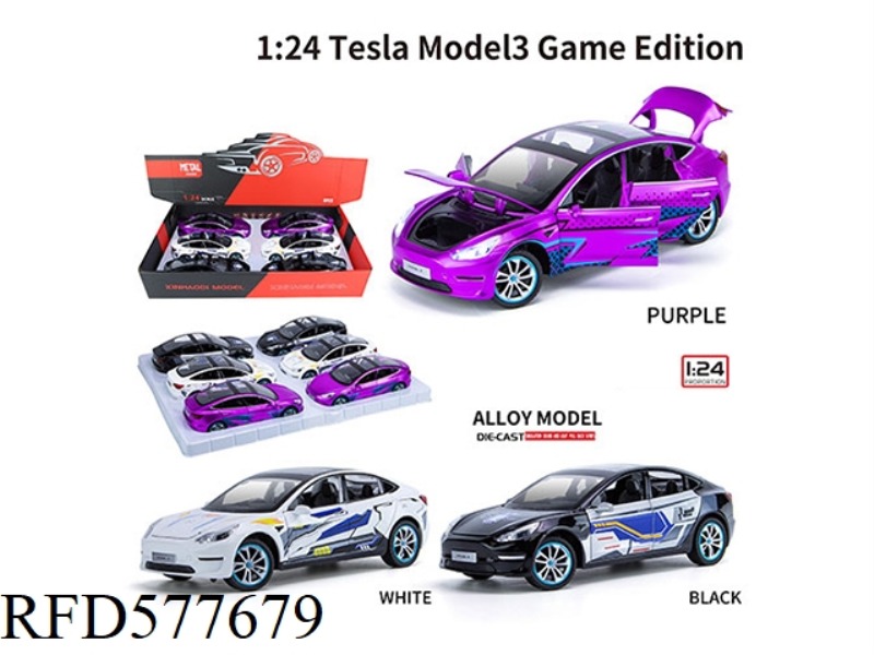 1:24 TESLA MODEL 3 (EAT CHICKEN GAME VERSION) 6 PCS/DISPLAY BOX