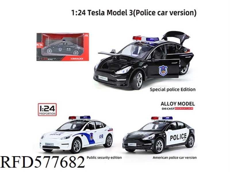 1:24 TESLA MODEL 3 (POLICE CAR VERSION) WINDOW OPENING BOX