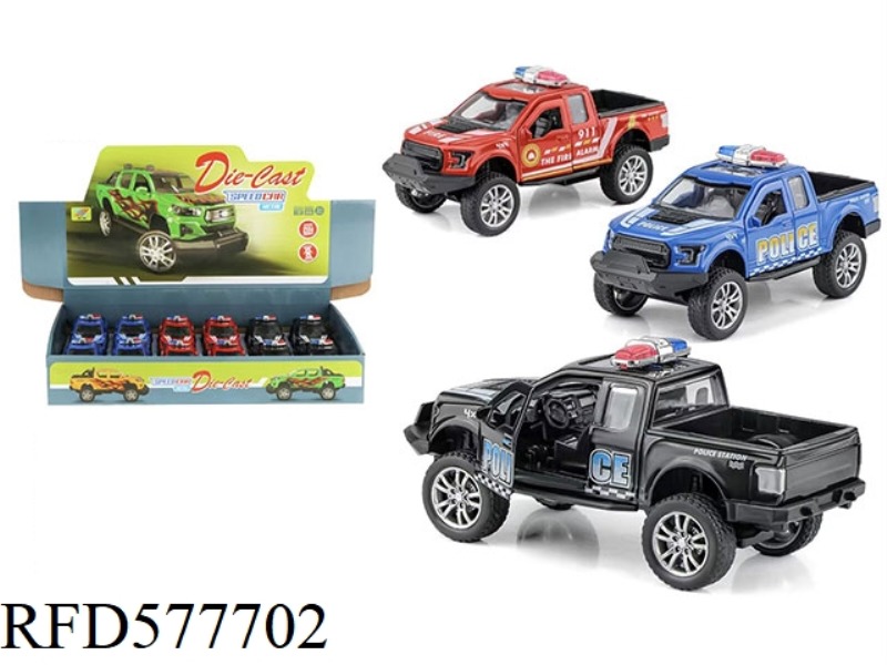 1:32 RAPTOR POLICE CAR ALLOY CAR PULL BACK DOOR (12 PIECES)