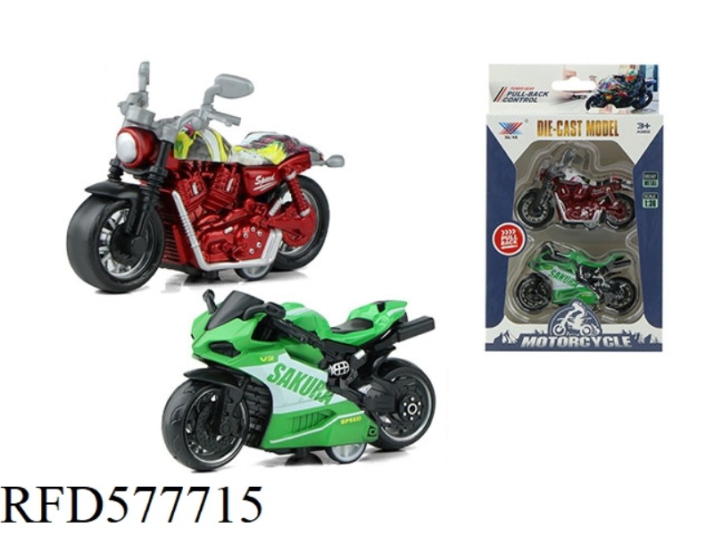 1:36 ALLOY PULL-BACK MOTORCYCLE HARLEY DUCATI (2 BOXES)