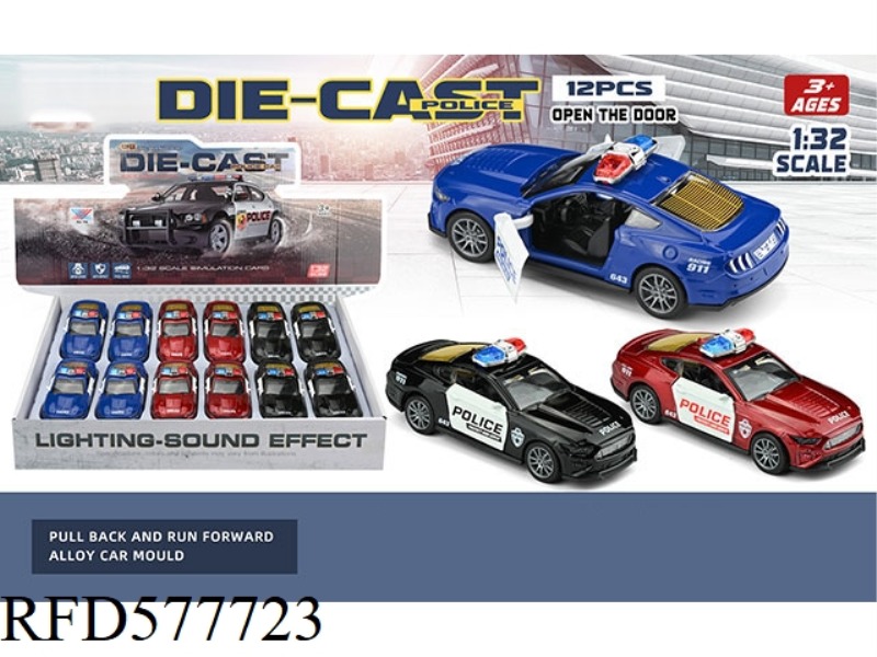 1:32 ALLOY PULL BACK DOOR SHELBY POLICE CAR (12 ONLY)