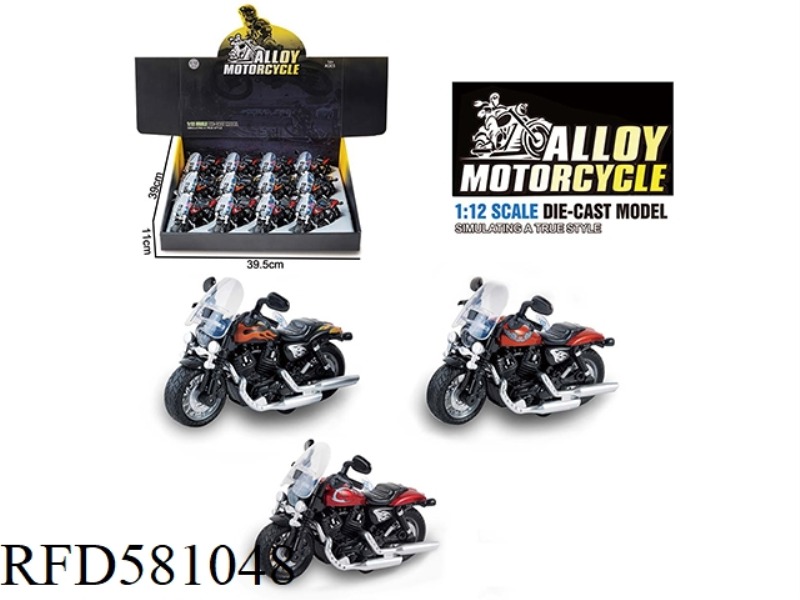 1:12 ALLOY MUSIC PULL-BACK HARLEY 12PCS