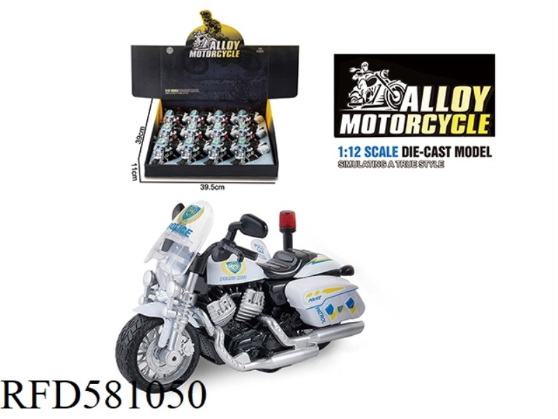 1:12 METAL MUSIC BOOMERANG POLICE CAR MOTORCYCLE 12PCS
