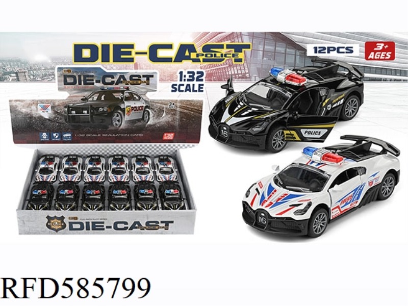 1:32 BUGATTI ALLOY PULL-BACK POLICE CAR (12 PACKS)