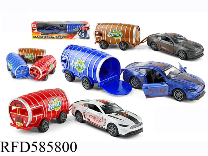 1:32 ALLOY CAR MUSTANG TRAILER PULL BACK TO OPEN THE DOOR (1 PACK)