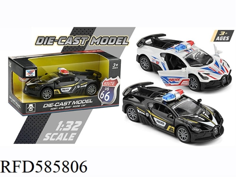1:32 ALLOY CAR MODEL BUGATTI POLICE CAR OPENING PULL BACK (1 PACK)