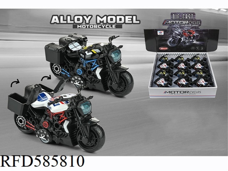 1: 32 ALLOY DEVIL MOTORCYCLE POLICE CAR PULL BACK (12 PACK)