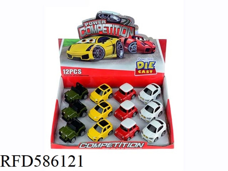 Q CARTOON WARRIOR ALLOY CAR 12PCS