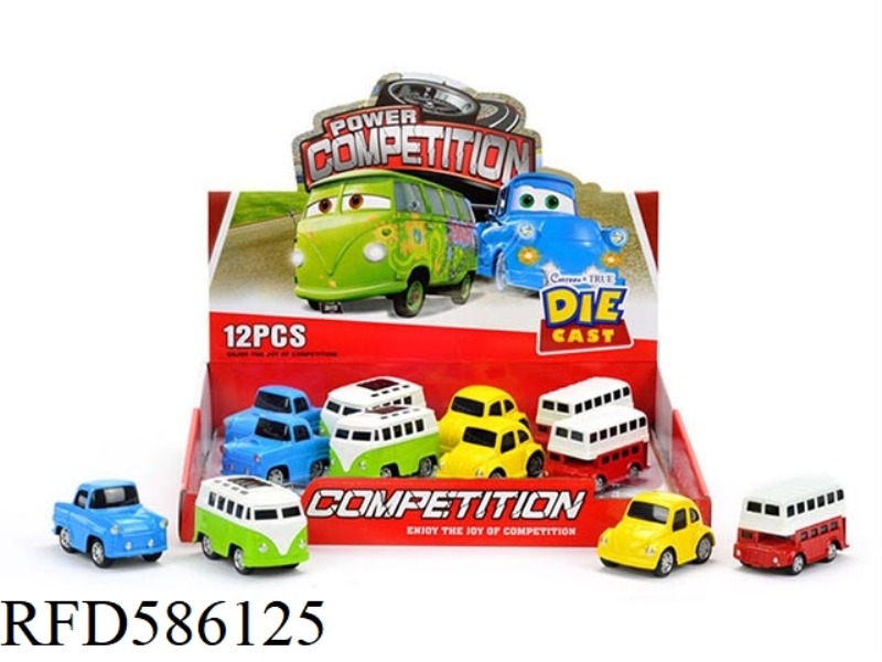 Q CARTOON WARRIOR ALLOY CAR 12PCS
