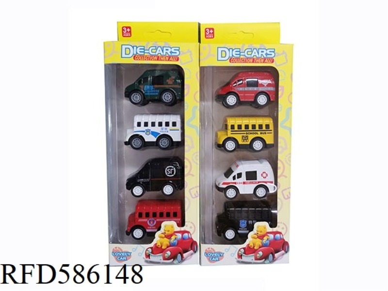 Q VERSION CHINESE FIRE/POLICE CAR MERCEDES-BENZ SCHOOL BUS WARRIOR ALLOY CAR