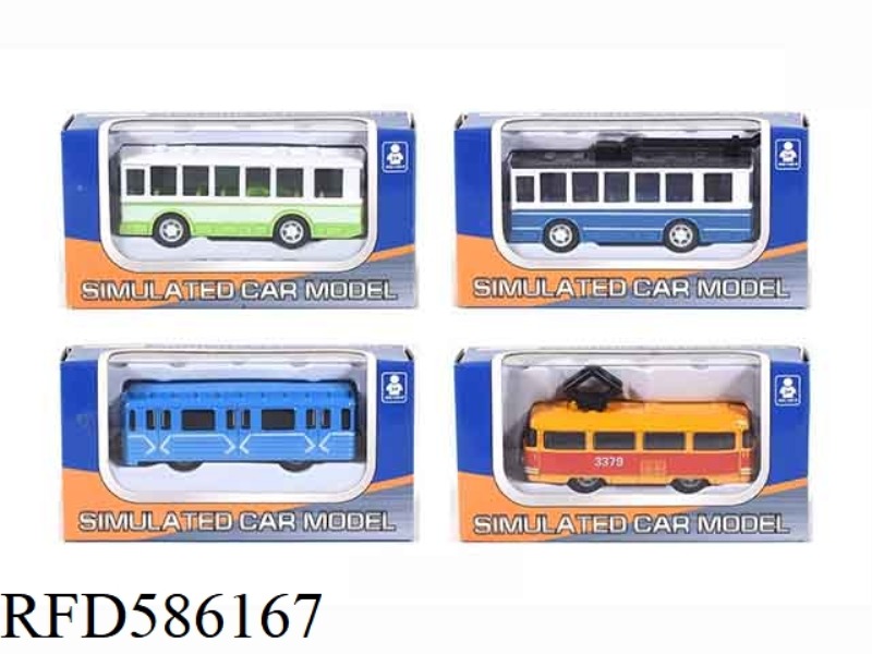 1:64 RUSSIAN PULL-BACK ALLOY CAR BUS FOUR MIXED.