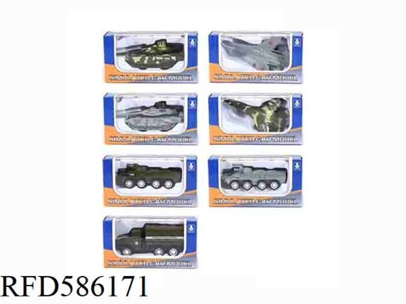 1:64 RUSSIAN PULL-BACK ALLOY CAR MILITARY 7 MIXED.