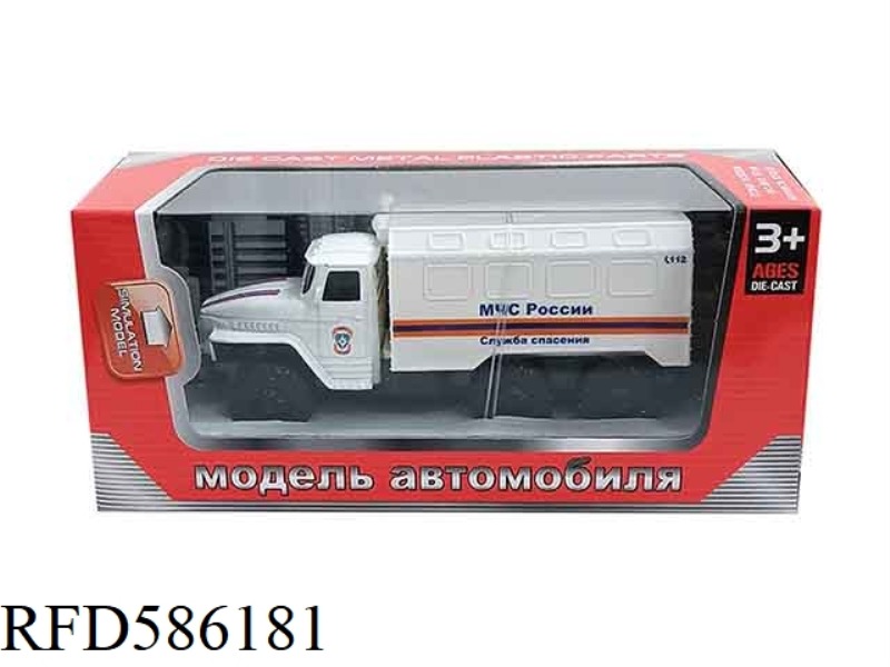 1: 43 RUSSIAN PULL-BACK AMBULANCE ALLOY CAR (VAN-WHITE)