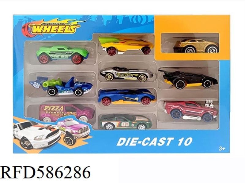 1:64 HOT WHEELS 10/DISPLAY BOX SLIDING ALLOY CAR