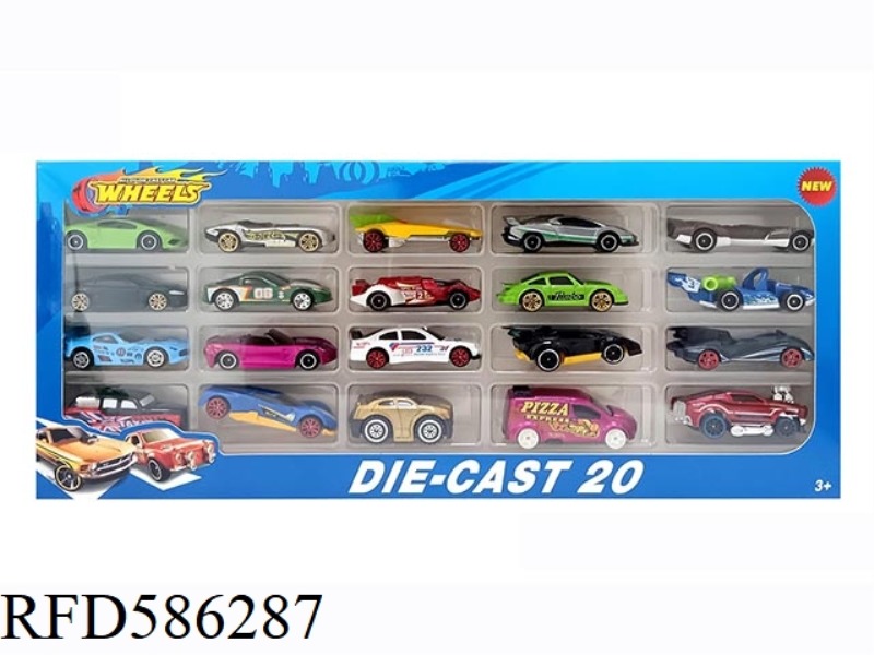 1:64 HOT WHEELS 20 ALLOY CARS WITH DISPLAY BOXES.