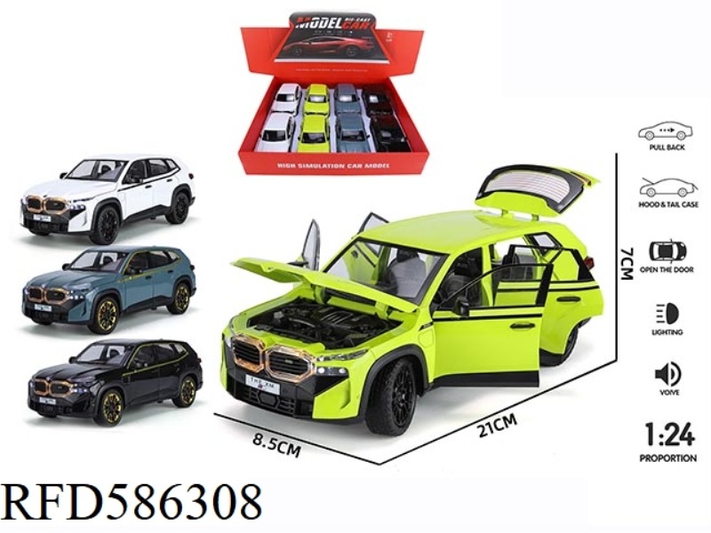 NEW PRODUCT 1: 24 BMW XM ACOUSTO-OPTIC SIX-DOOR PULL-BACK ALLOY CAR 8.