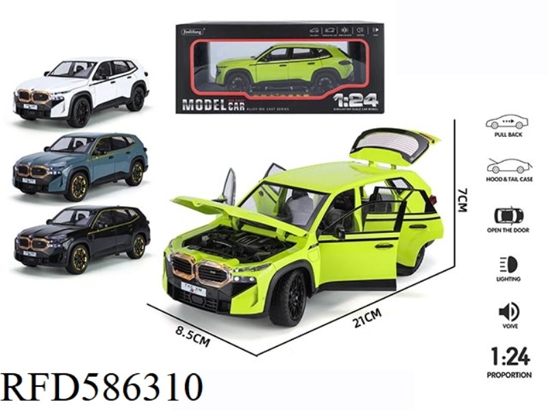 NEW 1: 24 BMW XM ACOUSTO-OPTIC SIX-DOOR PULL-BACK ALLOY CAR BRACKET BOX