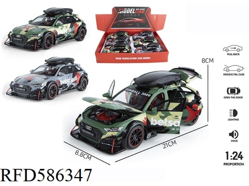 1: 24 AUDI RS6 MODIFIED EDITION 6 ACOUSTO-OPTIC MUSIC SIX-DOOR BACK ALLOY CAR MODEL 6PCS