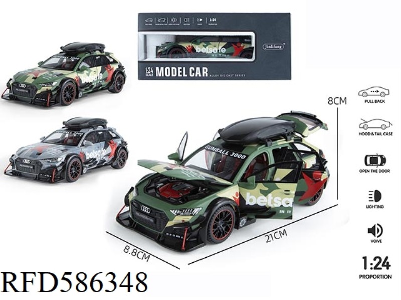 1: 24 AUDI RS6 MODIFIED ACOUSTO-OPTIC MUSIC SIX-DOOR PULL-BACK ALLOY CAR MODEL