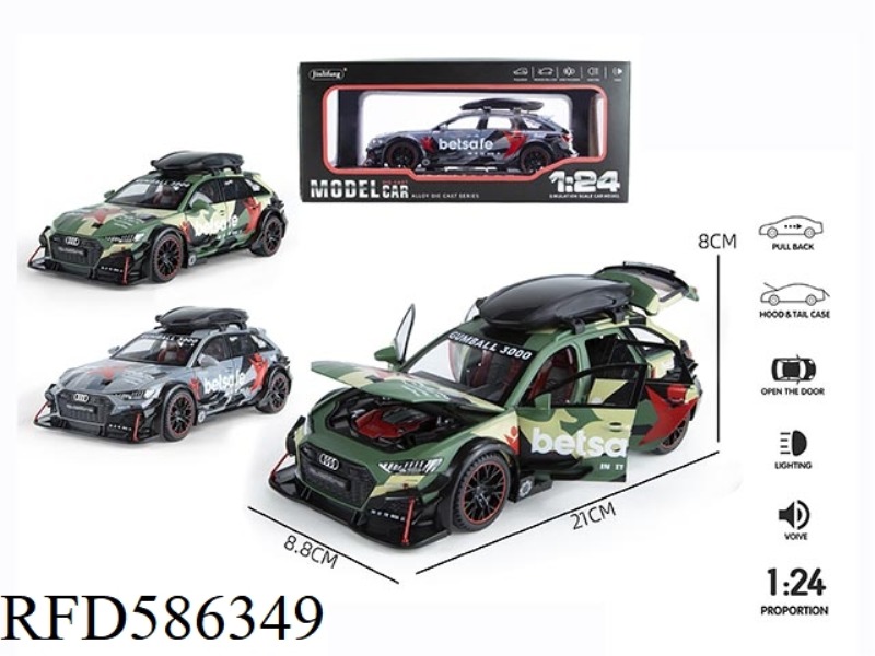 1: 24 AUDI RS6 MODIFIED ACOUSTO-OPTIC MUSIC SIX-DOOR PULL-BACK ALLOY CAR MODEL