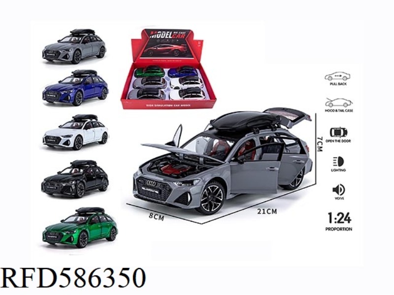 1: 24 AUDI RS6 STREETCAR EDITION ACOUSTO-OPTIC MUSIC SIX-DOOR PULL BACK ALLOY CAR MODEL 6PCS