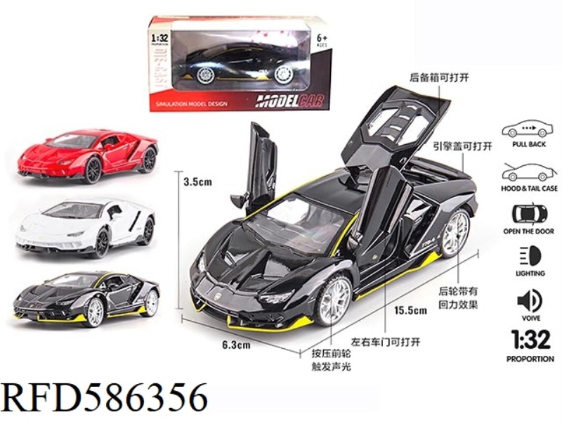 1:32 LAMBORGHINI THREE-DOOR PULL-BACK ALLOY CAR WITH LIGHTING AND MUSIC