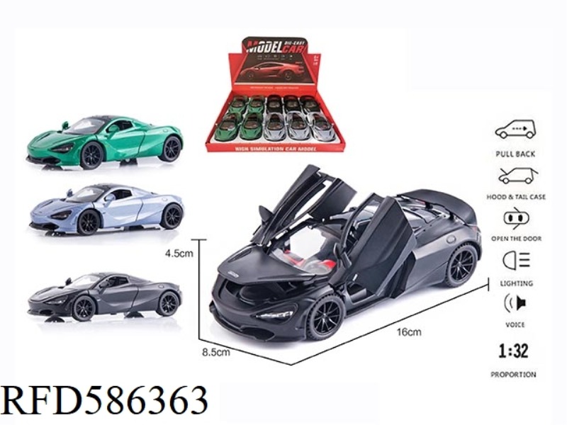 1:32 MCLAREN FOUR-DOOR PULL-BACK ALLOY CAR WITH LIGHTING AND MUSIC 12PCS