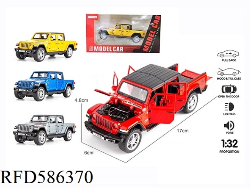 1:32 JEEP STREETCAR VERSION WITH LIGHTING, MUSIC AND PULL BACK SIX-DOOR ALLOY CAR