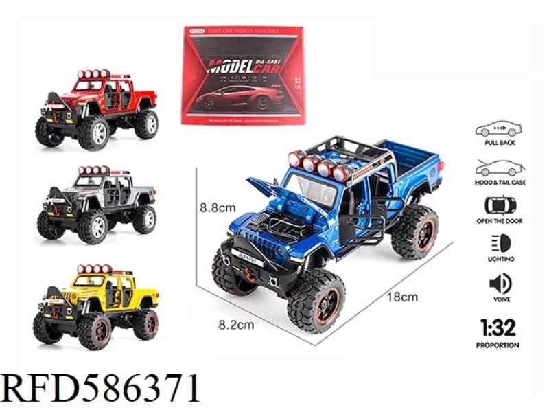 1:32 JEEP CROSS-COUNTRY VERSION WITH LIGHTING AND MUSIC SIX-DOOR SLIDING ALLOY CAR 12PCS