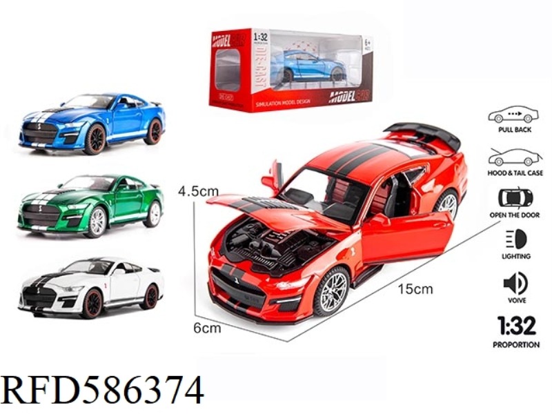 1:32 FORD MUSTANG FOUR-DOOR PULL-BACK ALLOY CAR WITH LIGHTING AND MUSIC