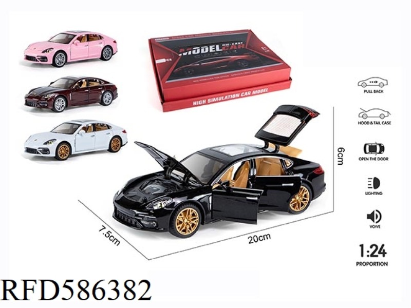1: 24 PORSCHE PARAMERA ACOUSTO-OPTIC SIX-DOOR PULL-BACK ALLOY CAR MODEL 6PCS