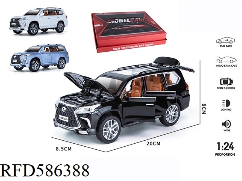 1:24 LEXUS LX570 ACOUSTO-OPTIC MUSIC SIX-DOOR PULL-BACK ALLOY CAR MODEL 8PCS