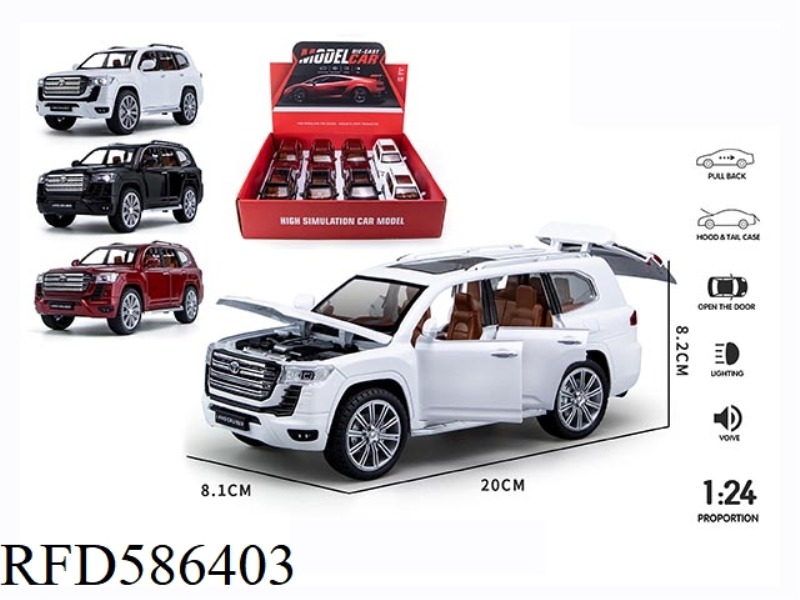 1: 24 LAND PATROL LC300 STREET CAR EDITION 8 6-DOOR ACOUSTO-OPTIC MUSIC PULL BACK ALLOY CARS 8PCS