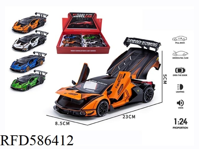 1:24 LAMBORGHINI SCV124 OPEN DOOR ACOUSTO-OPTIC MUSIC WARRIOR ALLOY CAR 6PCS